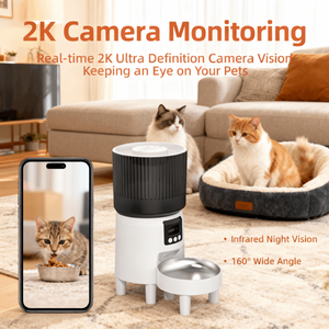 Distributeur automatique de nourriture pour animaux de compagnie 4L intelligent et moderne en plastique avec caméra HD 2K, contrôle à distance via l'application Tuya, double alimentation, étanche, pour chats et chiens - Product Image 2