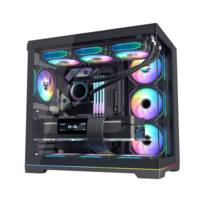 Boîtier PC Gamer Mid-Tower en Acier avec Connectivité RGB, Châssis Large Cube ATX pour PC de Jeu, Prise en Charge du Refroidisseur Liquide 360mm