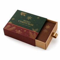 Boîte cadeau en papier rigide avec logo personnalisé, matériaux recyclés, laminage mat, gaufrage, pour emballage cadeau de Noël