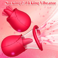 Kovida 3-in-1 Rosen-Vibrator Klitoris-Stimulator Saugender Zungen-Leck-Klitoris-Sauger Dildo Frauen Rosen-Vibrator mit Saugfunktion