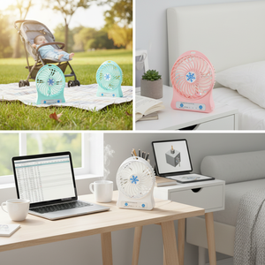 Mini Ventilatore Portatile a Batteria Design a Fiocco di Neve, Multicolore, 5V, Tre Livelli di Velocità, per Casa e Ufficio - Product Image 3