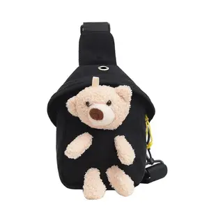 2024 New Crossbody Bag Cute Bear Chest Bag Children's Canvas Bag