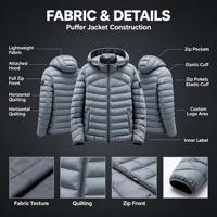 Veste matelassée légère et chaude surdimensionnée personnalisée L-7XL pour hommes, veste matelassée pour hommes, manteau en duvet pour hommes