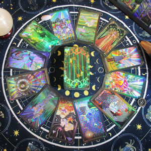 بيع بالجملة بطاقات التارو تحت عنوان قزم سطح السفينة رايدر ويت ، مجموعة بطاقات 78 ، حجم كبير ، مادة بلاستيكية ، مقاومة للماء ، صناعة يدوية من رقائق الذهب - Product Image 4