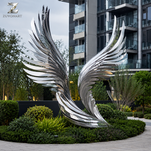 Scultura Personalizzata di Ali d'Angelo in Acciaio Inossidabile Lucidato a Specchio, Decorazione per Giardini Pubblici e Piazze, Produttore - Product Image 4