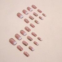 Prix de gros 24 pièces/boîte Faux ongles en acrylique de haute qualité, couvrance totale, forme amande, courts, à presser, taille petite, 3D