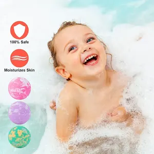 Commercio all'ingrosso di lusso private label regalo set naturale olio essenziale biologico per bambini bombe da bagno con giocattoli a sorpresa all'interno