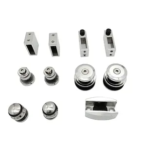 Stainless steel 304 bathroom glass sliding door hardware kits for square pipe 10*30 mm