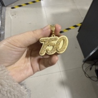 Pendentif personnalisé en or plaqué Uwin, plaque de nom DIY, numéro d'angle, pendentif mat, bijoux hip-hop