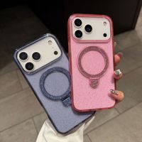 Coque de téléphone transparente magnétique antichoc en TPU PC avec support, style Ins, colorée et scintillante pour iPhone 18 Pro Max 17 Pro 16