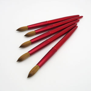 Esponjoso 14 Alemania Kolinsky acrílico uñas cepillo suave Sable 3D uñas <span class=keywords><strong>Siberia</strong></span> Sable cepillo rojo Metal mango - Product Image 6