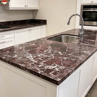 Slab Marmer Merah Rosso Levanto Gaya Modern, Finishing Kulit, Tebal 18mm, Tahan Lama, Anti Air, untuk Apartemen, Kamar Mandi, Ruang Tamu