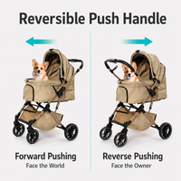 Poussette pliable pour animaux de compagnie avec poignée réversible, berceau intégré, capacité de charge de 15 kg, pneus EVA à 4 roues, suspension, capote, OEM ODM, poussette pour chien