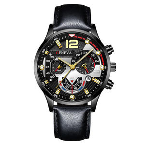 Hot-selling men's watch six-hand multi-functional calendar <b>wristwatch</b> sporty luminous quartz leather strap men's watch - Product Image 3