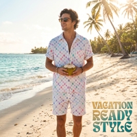 Ensemble chemise et short d'été pour homme de qualité supérieure, motif géométrique coloré, 2 pièces, tenue de plage décontractée