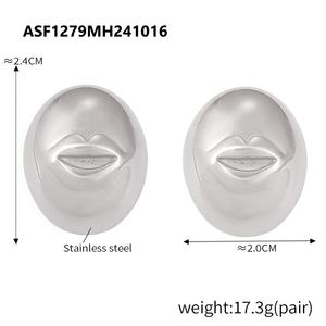 Pendientes redondos de labios sonrientes de acero de titanio médico estilo Ins, pendientes de moda europeos y americanos que no se desvanecen para mujeres - Product Image 5