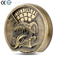 Dés de jeu en métal 3-en-1 avec motif boîte au trésor en relief et roulette monstre pour jeux de rôle et jeux de table