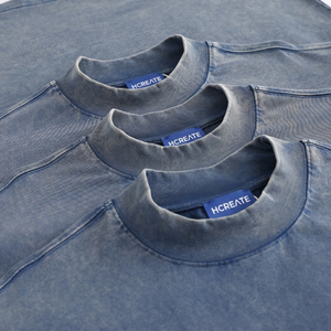 High Quality Acid Washed Streetwear Tee Heavy Cotton Mock Neck Oversized T-Shirt Men 6640 Custom Man Clothing Manufacturer - Product Image 1