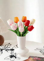 Buket Tulip Buatan Realistis dengan Bunga Berbatang Panjang untuk Dekorasi Rumah, Pernikahan, dan Pesta