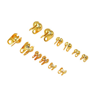 Jewelry Buckle 2.4mm Side Mounted Beaded Chain Clasp 14k Gold Color Plated Necklace <b>Bracelet</b> Finishing Clip Closure - Product Image 1