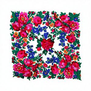 <b>Women's</b> Acrylic Square 110*110cm Floral Printed Breathable Ethnic Scarf Multi-Purpose Russian Style Neckwear <b>Head</b> <b>Wrap</b> <b>for</b> - Product Image 2