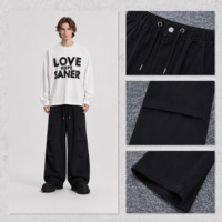 Jean baggy pour homme à jambe large, taille à cordon, poches cargo, coupe ample, style streetwear, gris