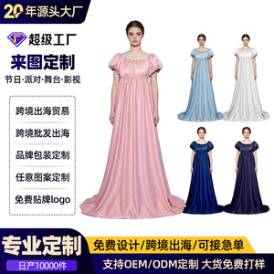 Bridgeton Women's Medieval Retro Ball Gown Solid Color Polyester Long Dress for Cosplay Stage Performance in Stock - Product Image 5