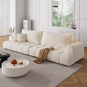 Juego de sofás de terciopelo de cordero con mechones de estilo escandinavo para <span class=keywords><strong>el</strong></span> hogar, seccional crema de 2 plazas para sala de estar pequeña, popular para <span class=keywords><strong>apartamentos</strong></span> - Product Image 5