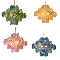 Lampes suspendues en verre coloré de style français, en fer forgé de haute qualité, blanc/rouge/orange/bleu/vert, pour salon, bar, restaurant, maison