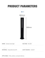 Lampe LED d'extérieur étanche IP65 en aluminium 16W, CRI 95 élevé, pour éclairage décoratif de poteaux et allées de jardin, villa et aménagement paysager