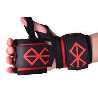 Logo Kustom Grosir Anime Berserk Adjustable Gym Deadlift Weightlifting Wrist Wraps Penyangga Pergelangan Tangan