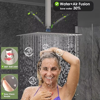 Système de douche moderne à double poignée avec jets doux, douche à main et pluie, robinetterie encastrée au plafond, finition brossée, pour appartement
