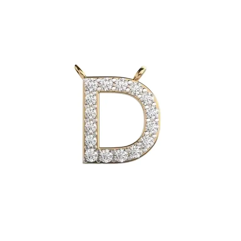 26 English Letter Necklace with lab-grown diamonds round cut 18K White Gold Unisex luxury