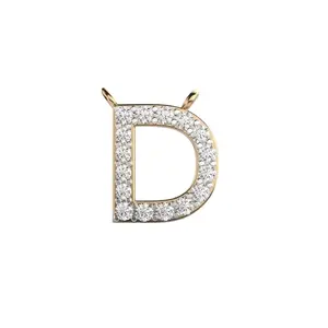 Colar com 26 letras em inglês com diamantes cultivados em laboratório, corte redondo, ouro branco 18K, luxo unissex