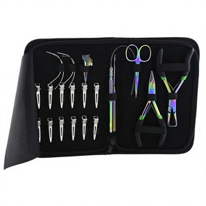 New Arrival Commercial Use Hair Extension Tools Kit Micro Beads <b>Crimping</b> Removal Pliers Pulling Hook Loop <b>Set</b> Scissors Stainless - Product Image 1