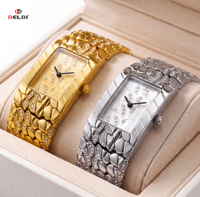 Montre à quartz carrée BELBI pour femme, bracelet en alliage, verre minéral, résistance à l'eau 3 ATM, fermoir bijou, montre tendance