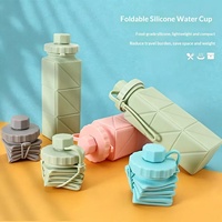 Bouteille d'eau pliable en silicone 550ml étanche rétractable gourde de sport pour voyage en plein air en gros
