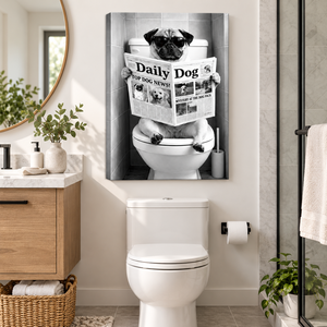 Tableau mural en toile amusant avec Pug pour <span class=keywords><strong>la</strong></span> salle de bain, noir et blanc, décoration intérieure, échantillons OEM ODM prêts en moins d'une journée - Product Image 5