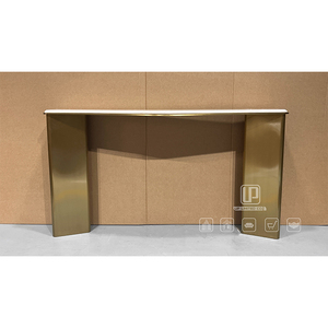 New Style Golden Iron <b>Frame</b> Console Table <b>White</b> Modern Marble Top Long <b>Square</b> Console Tables for Living Room 01 Iron Console Tab - Product Image 3