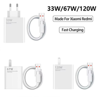 Chargeur mural super rapide avec affichage numérique standard or USB 120W 67W 33W US EU UK avec câble 6A type C pour Xiaomi Mi 13 14
