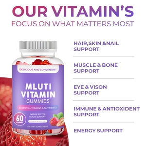 Oem/ODM Vitamin tổng hợp gummy vitamin tổng hợp cho người lớn phụ nữ người đàn ông với vitamin A C E <span class=keywords><strong>B6</strong></span> <span class=keywords><strong>B12</strong></span> và khoáng chất tự nhiên không biến đổi gen Gummies - Product Image 5
