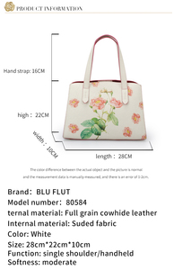 Blu Flut Custom Cowhide <strong>Leather</strong> <strong>Women</strong> <strong>Handbag</strong> Genuine <strong>Leather</strong> Tote <strong>Bag</strong> for <strong>Women</strong> Custom Printing logo <strong>Handbag</strong> - Product Image 4