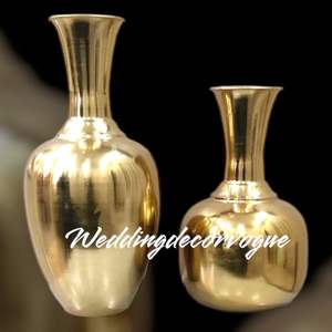 Vase à fleurs de table de mariage en laiton massif de forme ronde finition dorée jardinière à la main pour centres de table décoration de la maison - Product Image 3