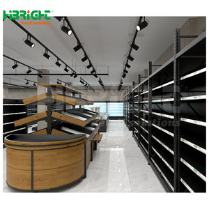 Hot Commercial One-Stop Retail Solution Black Supermarket Racks Diseño de hierro resistente para diseño de tienda de comestibles Estilo ligero - Product Image 1