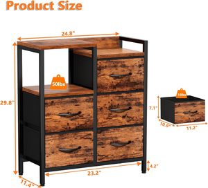 Meuble de rangement pliable multifonctionnel avec tiroirs en tissu et structure métallique pour salon - Product Image 3