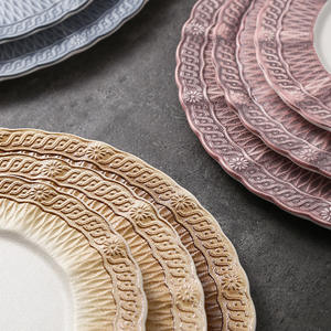 จานเซรามิคแบบนูนลาย INS เป็นมิตรกับสิ่งแวดล้อม สำหรับเสิร์ฟพิซซ่า สเต็ก พาสต้า ของหวาน ผลไม้ สลัด ถาดเสิร์ฟ จานโชว์สำหรับร้านอาหาร - Product Image 6