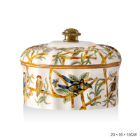 Vintage fleur et oiseau motif décor à la maison luxe cuivre porcelaine Vase pot plateau ornements de haute qualité intérieur décoration de la maison
