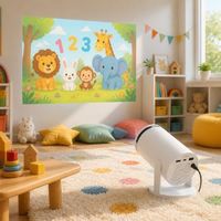Mini projecteur intelligent Transjee A20 |   Mise au point automatique et 180° °   Rotatif |   Prise en charge Full HD 1080P |   Projecteur de films portable