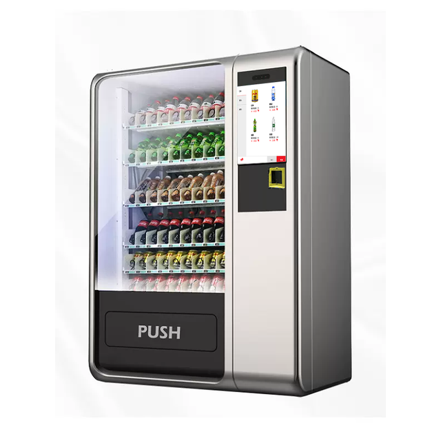 Combination Big Vending Machine for Food Drink Elevator Cooling Unit Touchscreen Cloud-Based Management Versatile Payment System