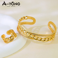 Ayong ensembles de bijoux élégants plaqué or 18 carats bague ajusteur de taille bracelet et bague ensemble pour les femmes